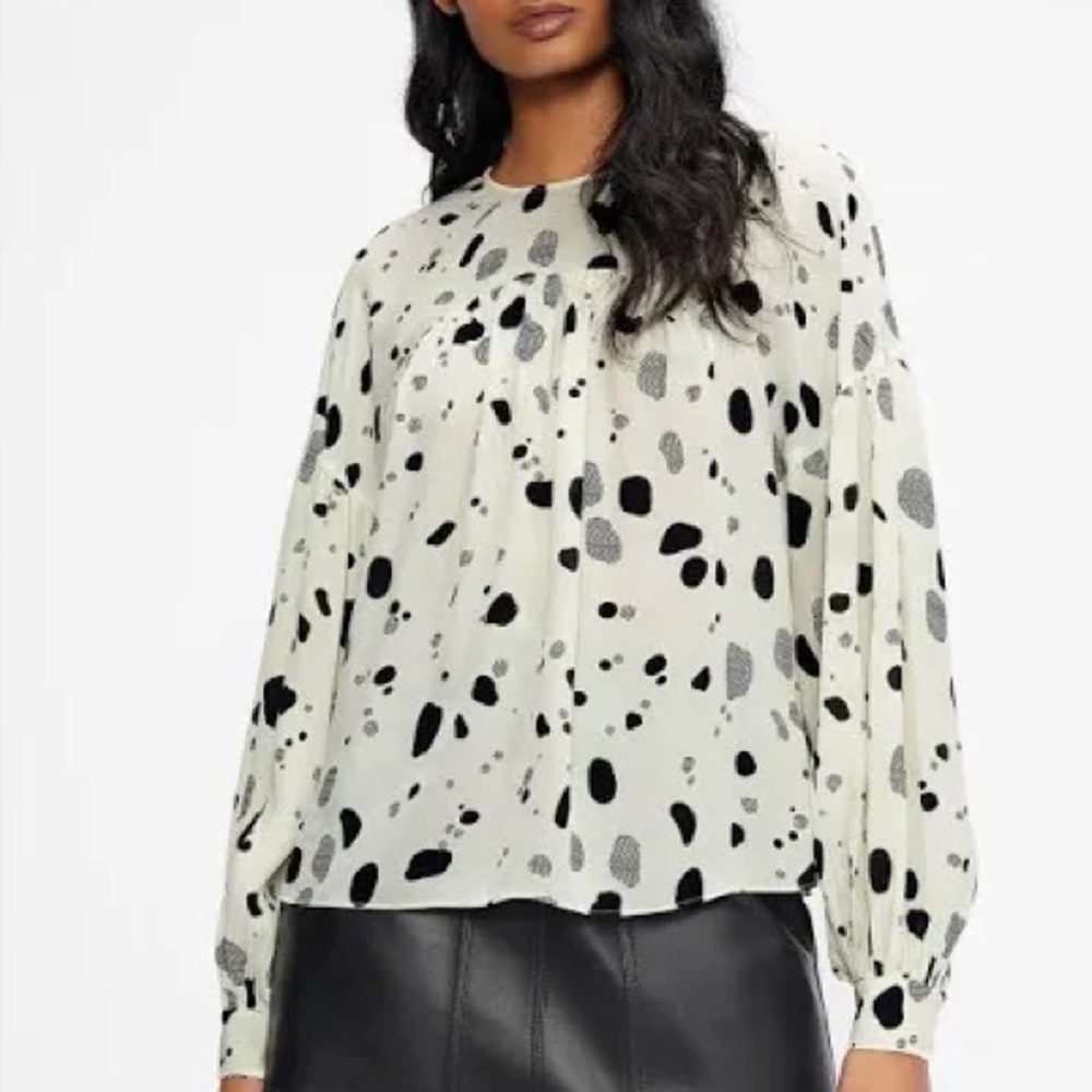 Ted Baker Cream and Black Patterned Blouse